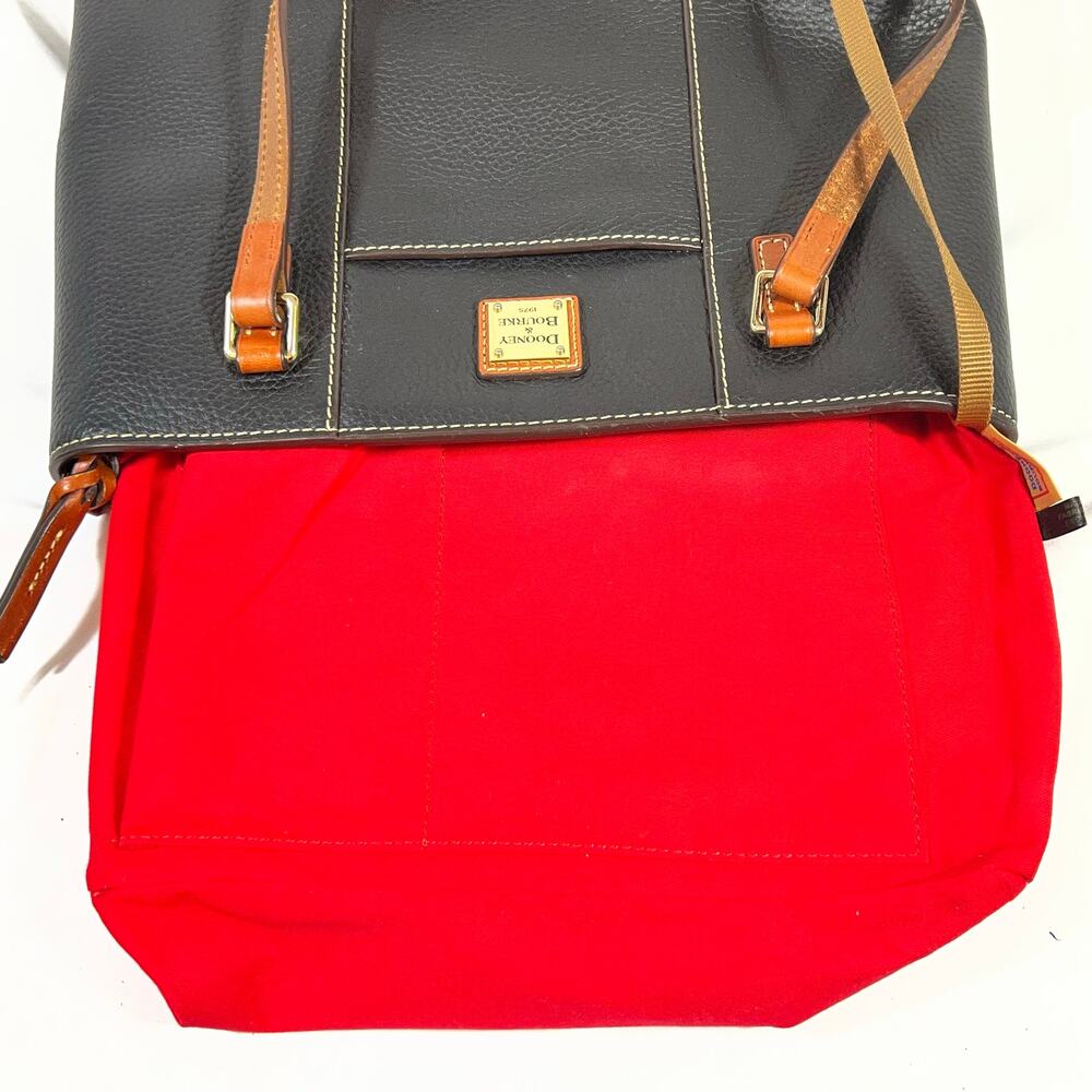Dooney & Bourke Lexington Shopper Tote Tan Black Pebbled Leather Gold Hardware - Picture 11 of 16